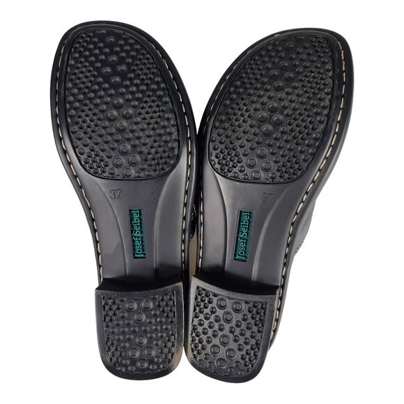 Josef Seibel Navy Blue Leather Slides Sandals Mules Shoes Mint Size 37 US 5 1/2 - Picture 4 of 4